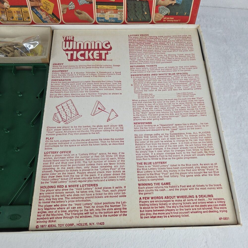 Vintage 1977 The Winning Ticket Home Lottery Board Game Ideal Complete Nice - Picture 7 of 16